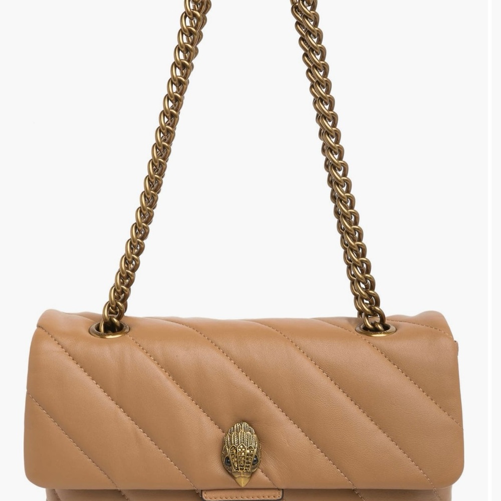 Kurt Geiger Tan Quilted Shoulder Bag with Chain Strap